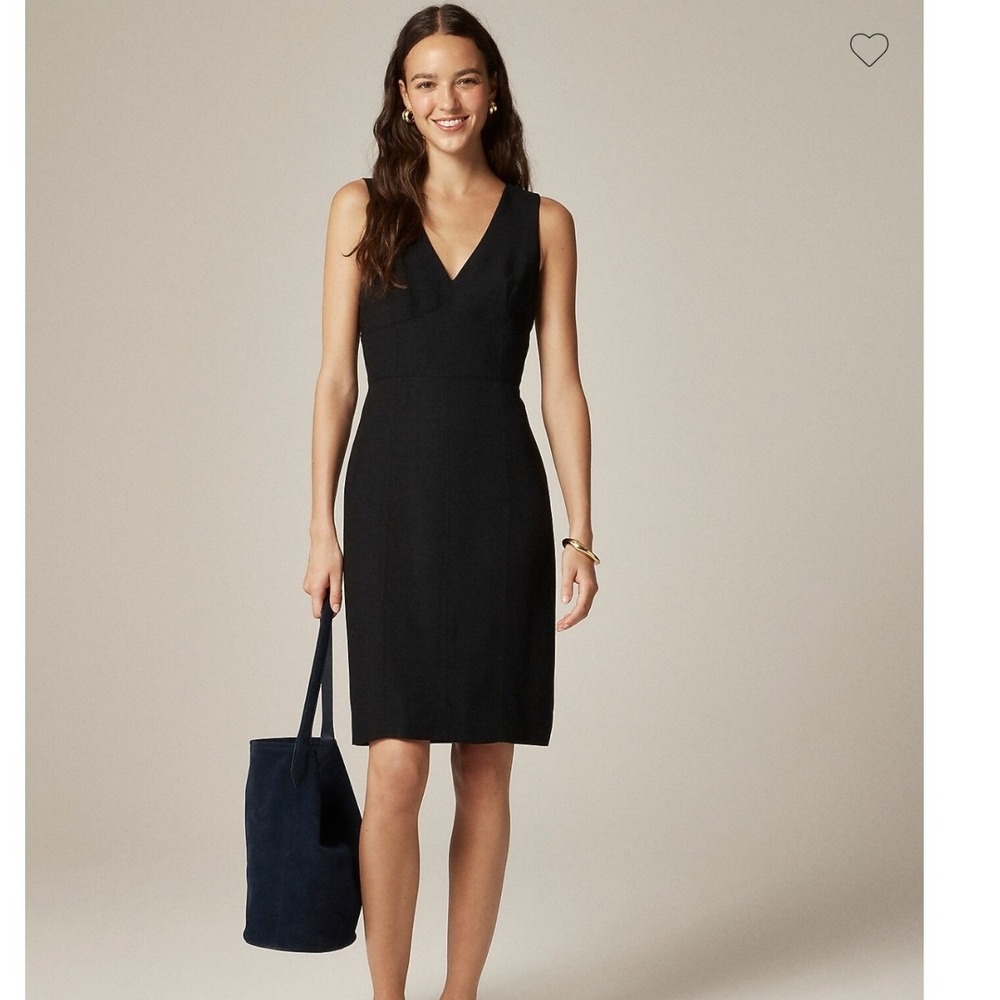 J.Crew V-Neck Seamed Sheath Dress Women 6 Black NEW CN827 Sleeveless Career